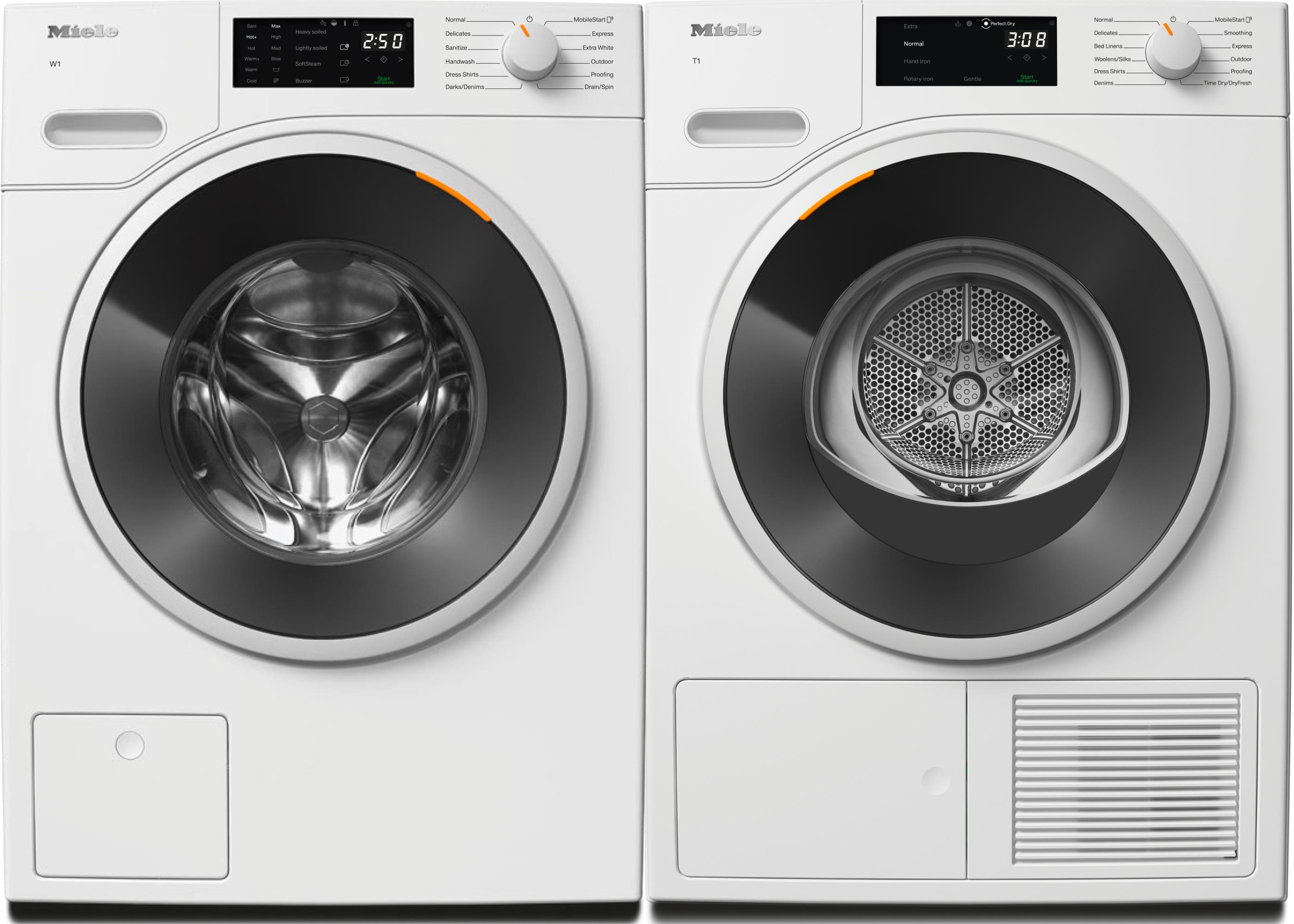 Front Load Washer and Electric Dryer Set in White