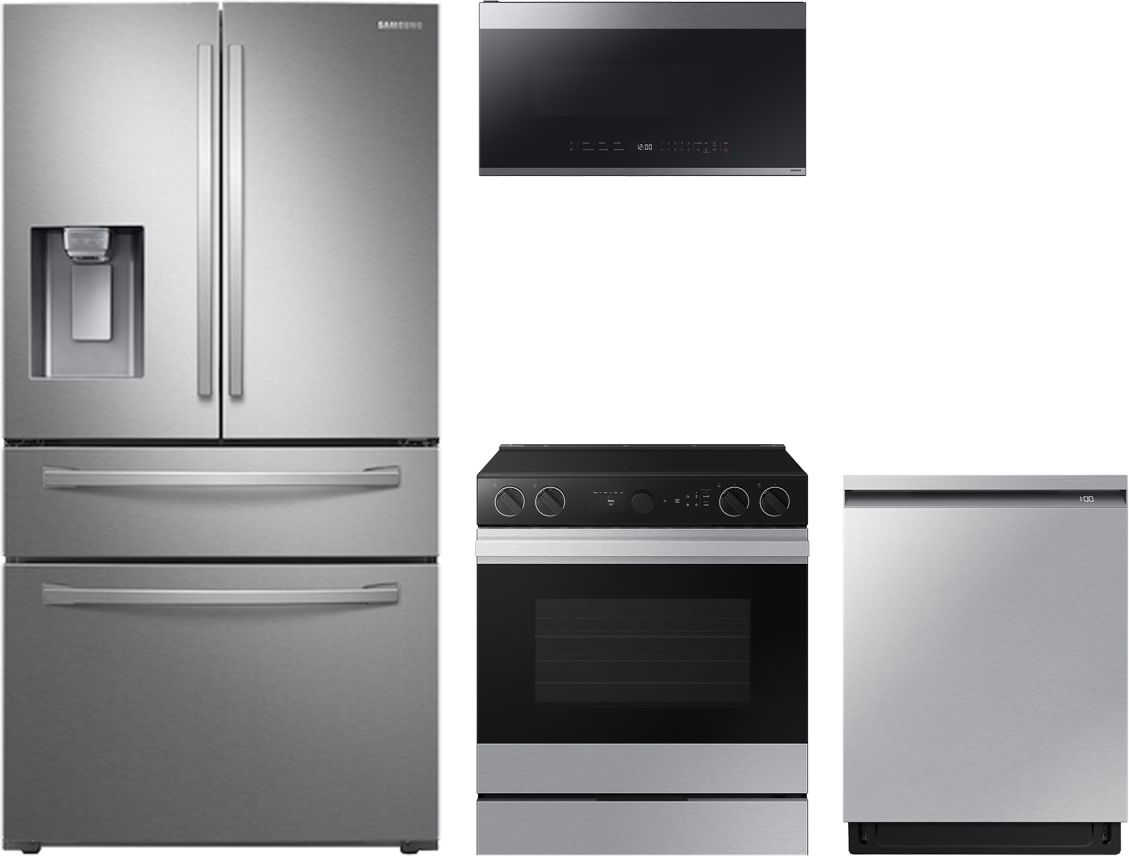 Smart Series 4-Piece Kitchen Package with Smart Slide-In Electric Range & 3-Door French Door Refrigerator