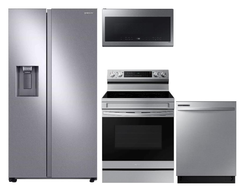 Smart Series 4-Piece Kitchen Package with Freestanding Electric Range & Side-by-Side Refrigerator
