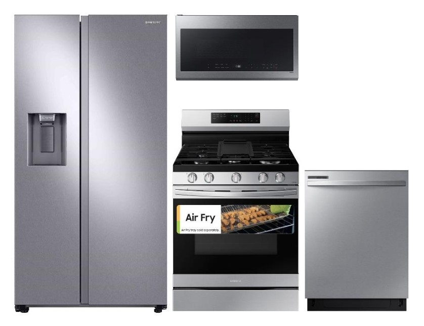 Smart Series 4-Piece Kitchen Package with Freestanding Gas Range & Side-by-Side Refrigerator
