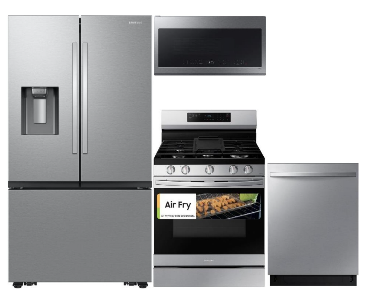 Smart Series 4-Piece Kitchen Package with Freestanding Gas Range & 3-Door French Door Refrigerator