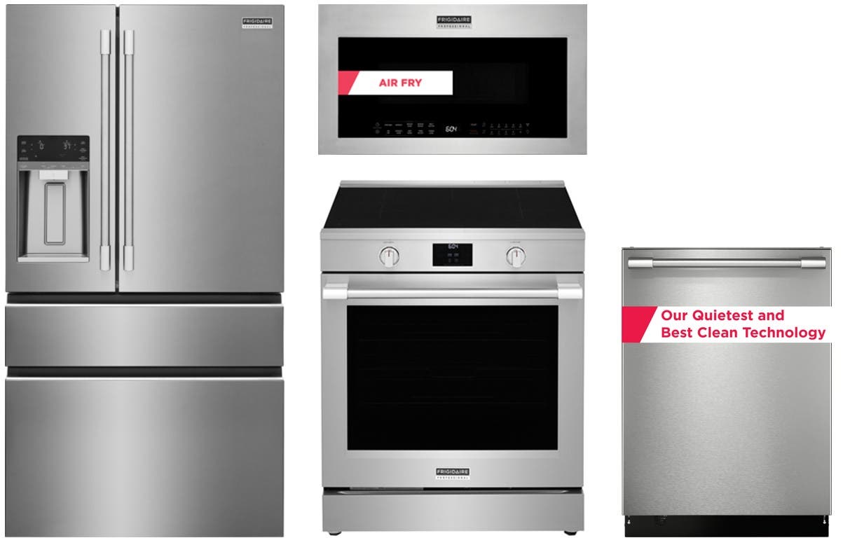 4 Piece Professional Series Stainless Steel Kitchen Package with 30" Induction Range, 36" French Door Refrigerator, 24" Dishwasher and 30" Microwave