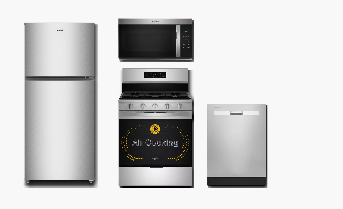 4 Piece Stainless Steel Kitchen Package with 30" Top Freezer Refrigerator, 30" Gas Range, 24" Dishwasher and 30" 1.7 cu. ft. Over-the-Range Microwave