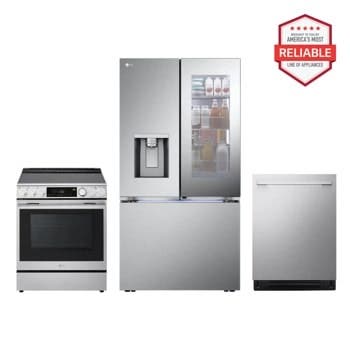 3 Piece Stainless Steel Kitchen Package with 36" Counter Depth French Door Refrigerator, 30" Slide-In Electric Range and 24" Fully Integrated Dishwasher