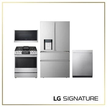 4 Piece Stainless Steel Kitchen Package with 36" Counter Depth French Door Refrigerator, 30" Slide-In Induction Range, 24" Dishwasher and 30" 1.7 cu. ft. Over-the-Range Microwave