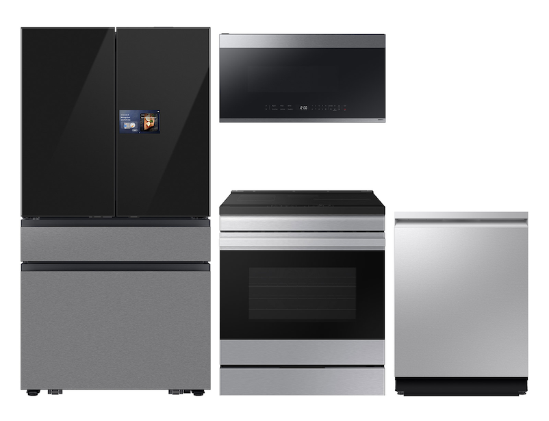 4 Piece Stainless Steel Kitchen Package with 36" Counter Depth French Door Refrigerator, 30" Slide-In Induction Range, 24" Dishwasher and 2.1 cu. ft. Over-the-Range Microwave