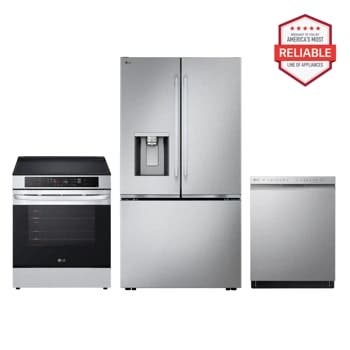 3-piece Kitchen Package with 24 cu. ft. Counter-depth Max Refrigerator, Slide-in Induction Range and Front Control Dishwasher in Stainless Steel
