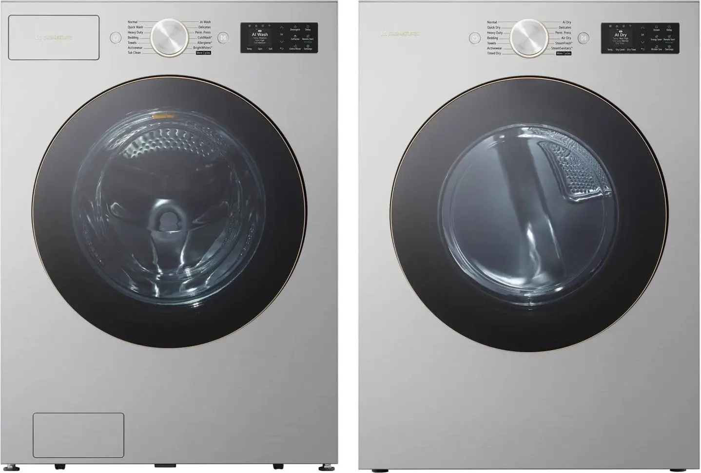 Side-by-Side Front Load Washer and Electric Dryer Set in Platinum