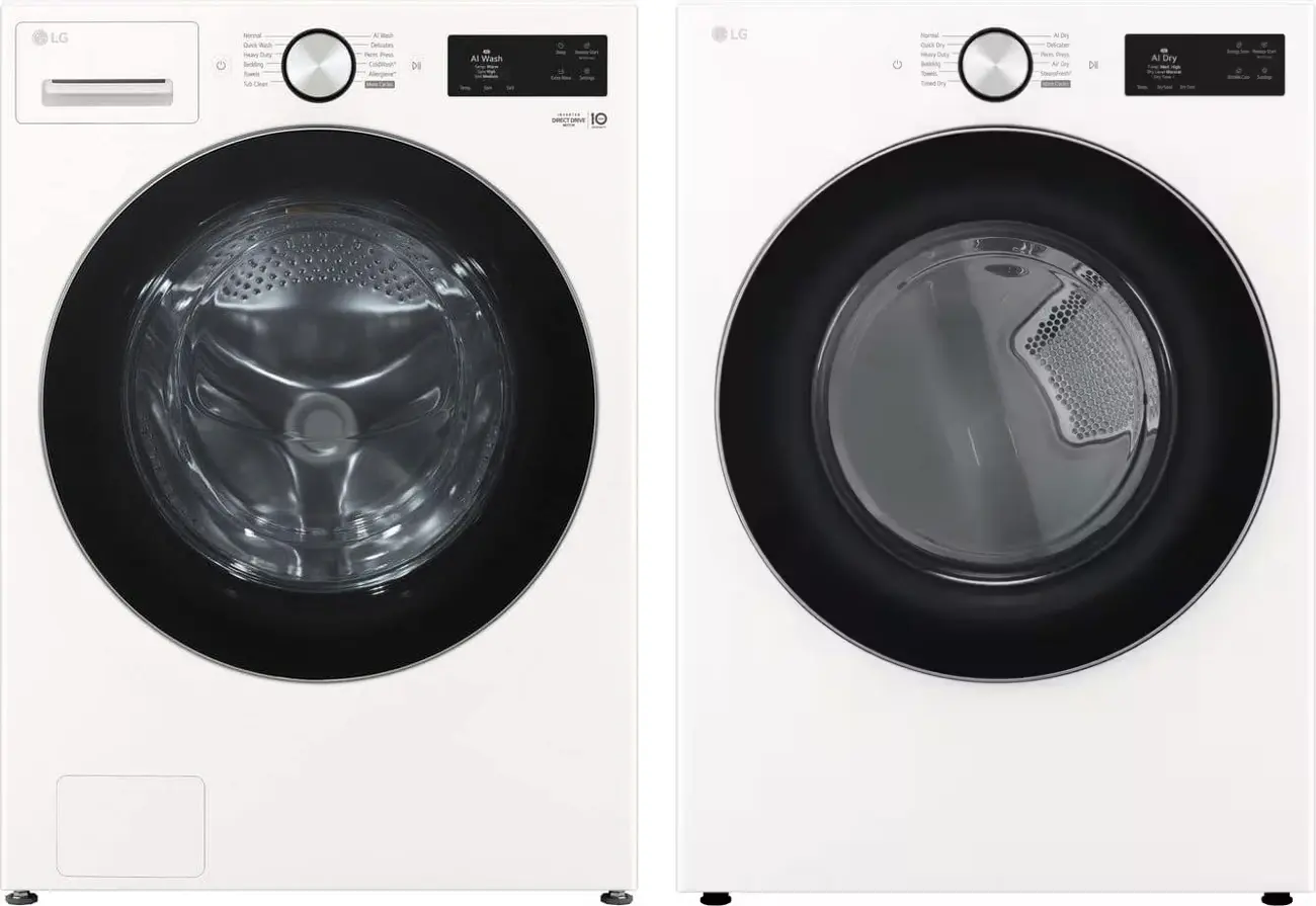 Side-by-Side Front Load Washer and Electric Dryer Set in White