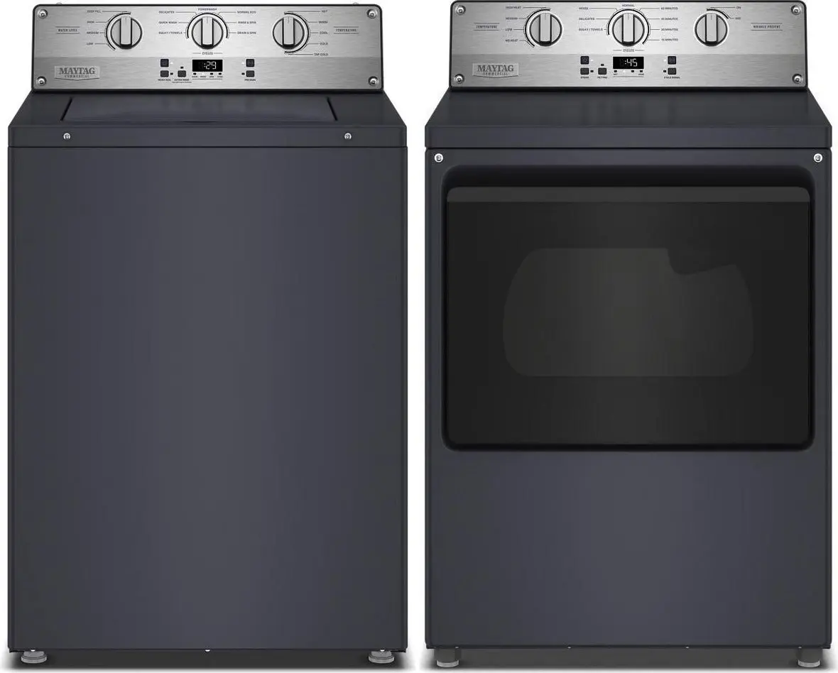 Side by Side Top Load Washer and Electric Dryer Set in Midnight Steel