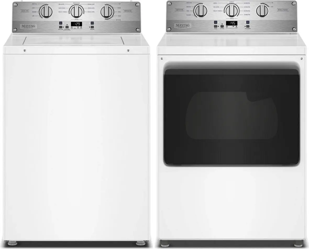 Side by Side Top Load Washer and Electric Dryer Set in White