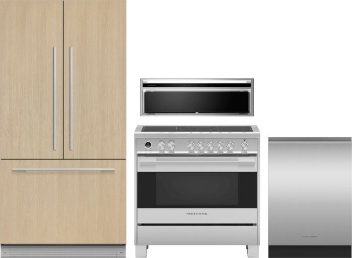 Contemporary Integrated 4-Piece Induction Kitchen Suite in Stainless Steel and Panel-Ready