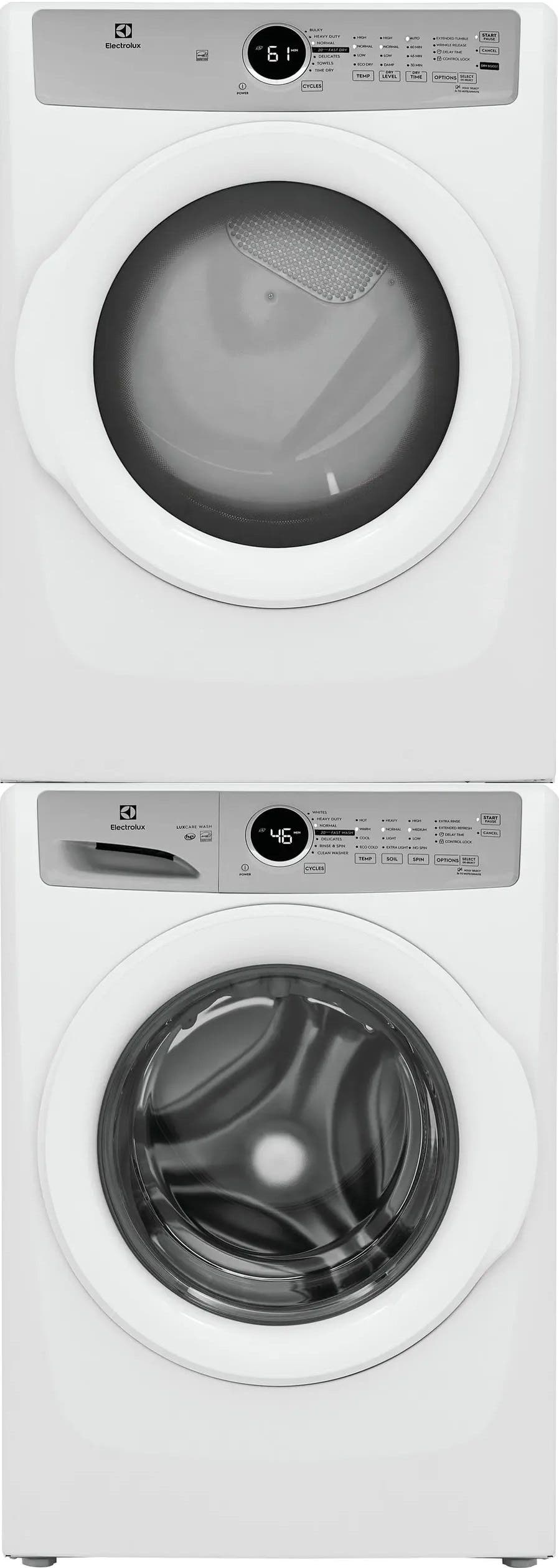 Stacked Front Load Electric Laundry Pair in White