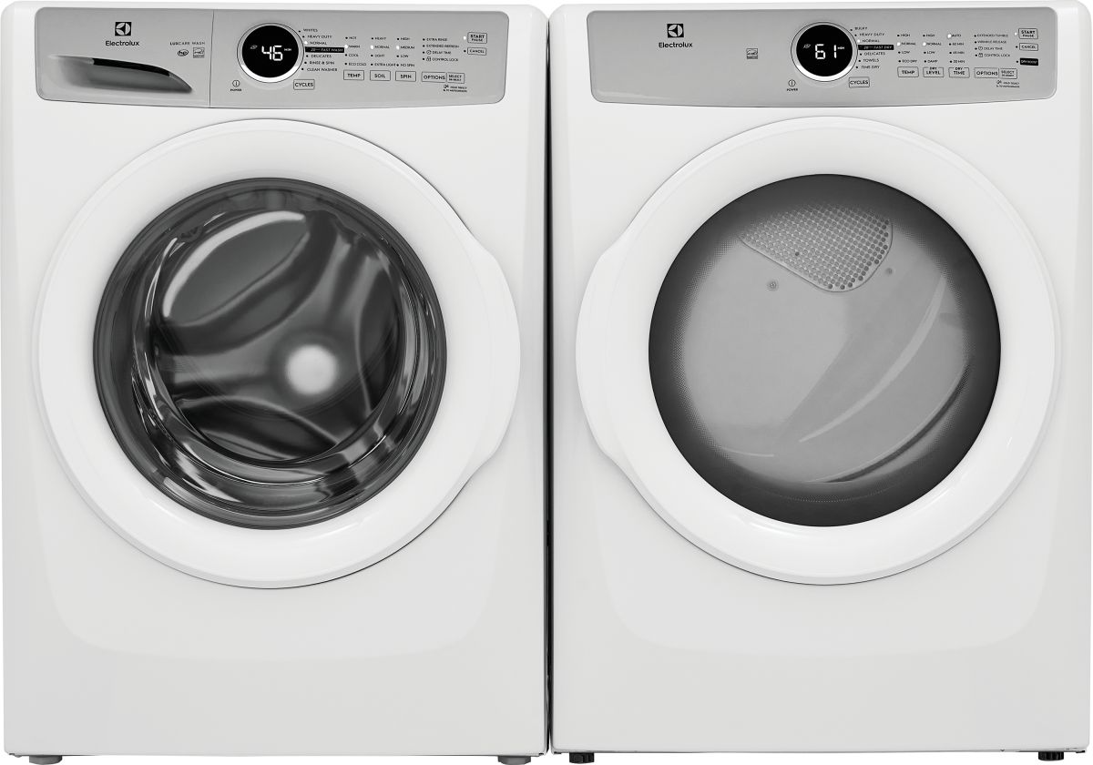 Side by Side Front Load Washer and Gas Dryer Pair in White