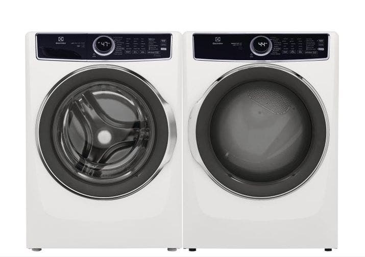 Side by Side Front Load Washer and Gas Dryer Pair in White