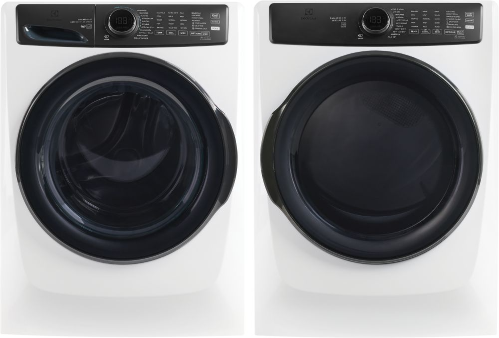 Side by Side Front Load Washer and Gas Dryer Pair in White