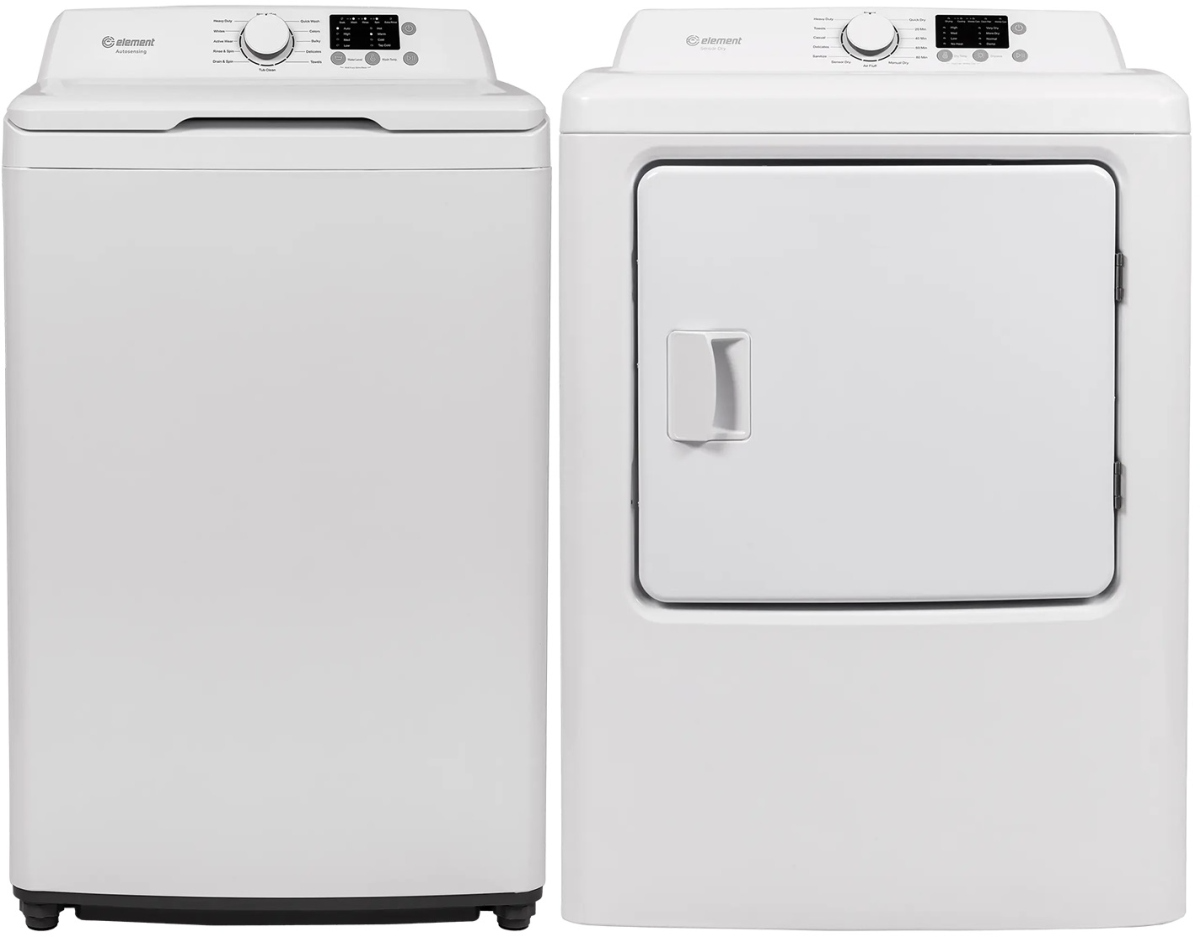 Side by Side Top Load Washer and Gas Dryer Pair in White