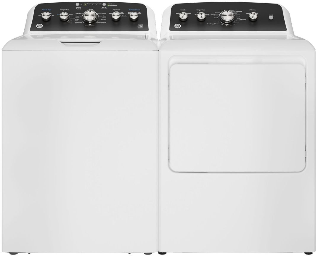Side by Side Top Load Washer and Gas Dryer Pair in White