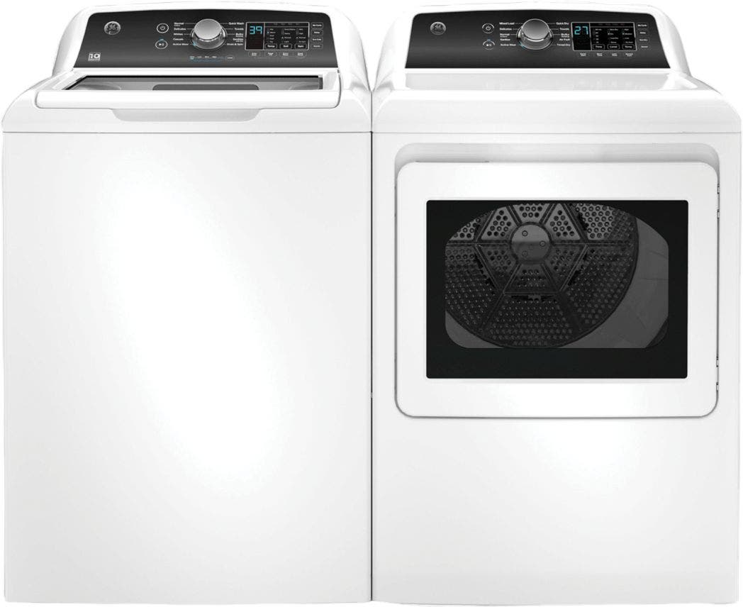 Side by Side Top Load Washer and Gas Dryer Pair in White