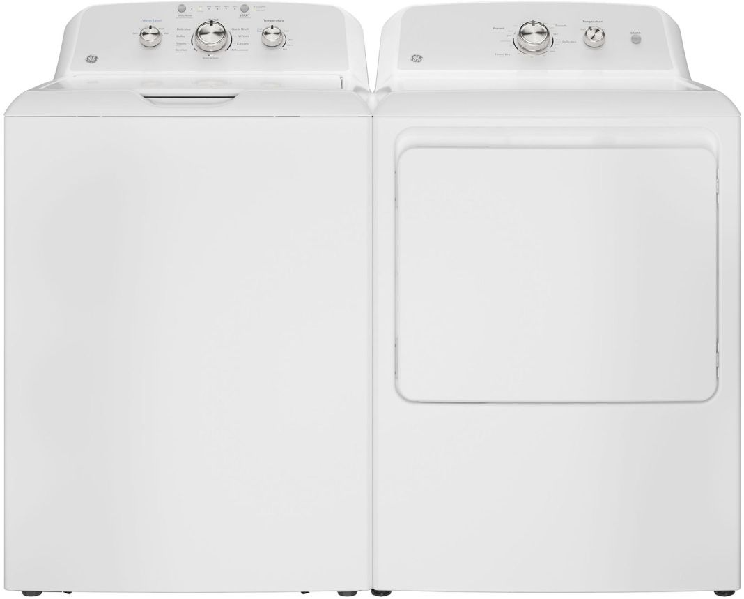 Side by Side Top Load Washer and Gas Dryer Pair in White