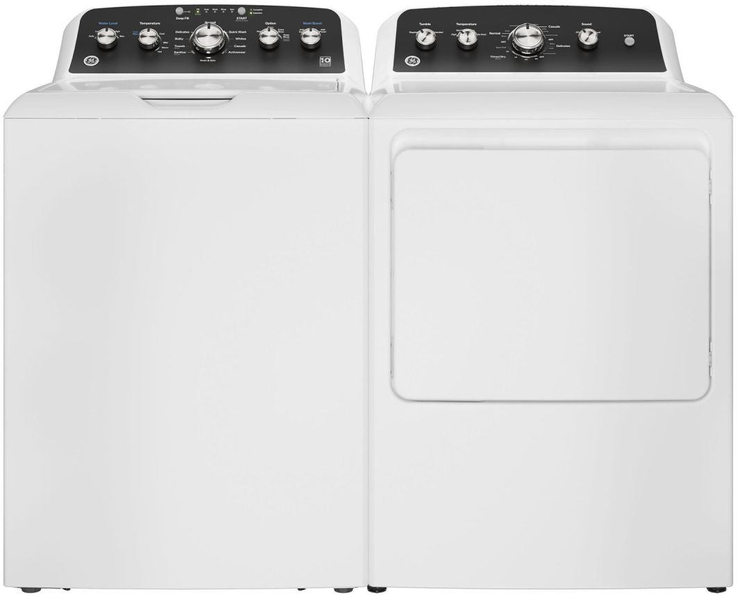 Side by Side Top Load Washer and Gas Dryer Pair in White