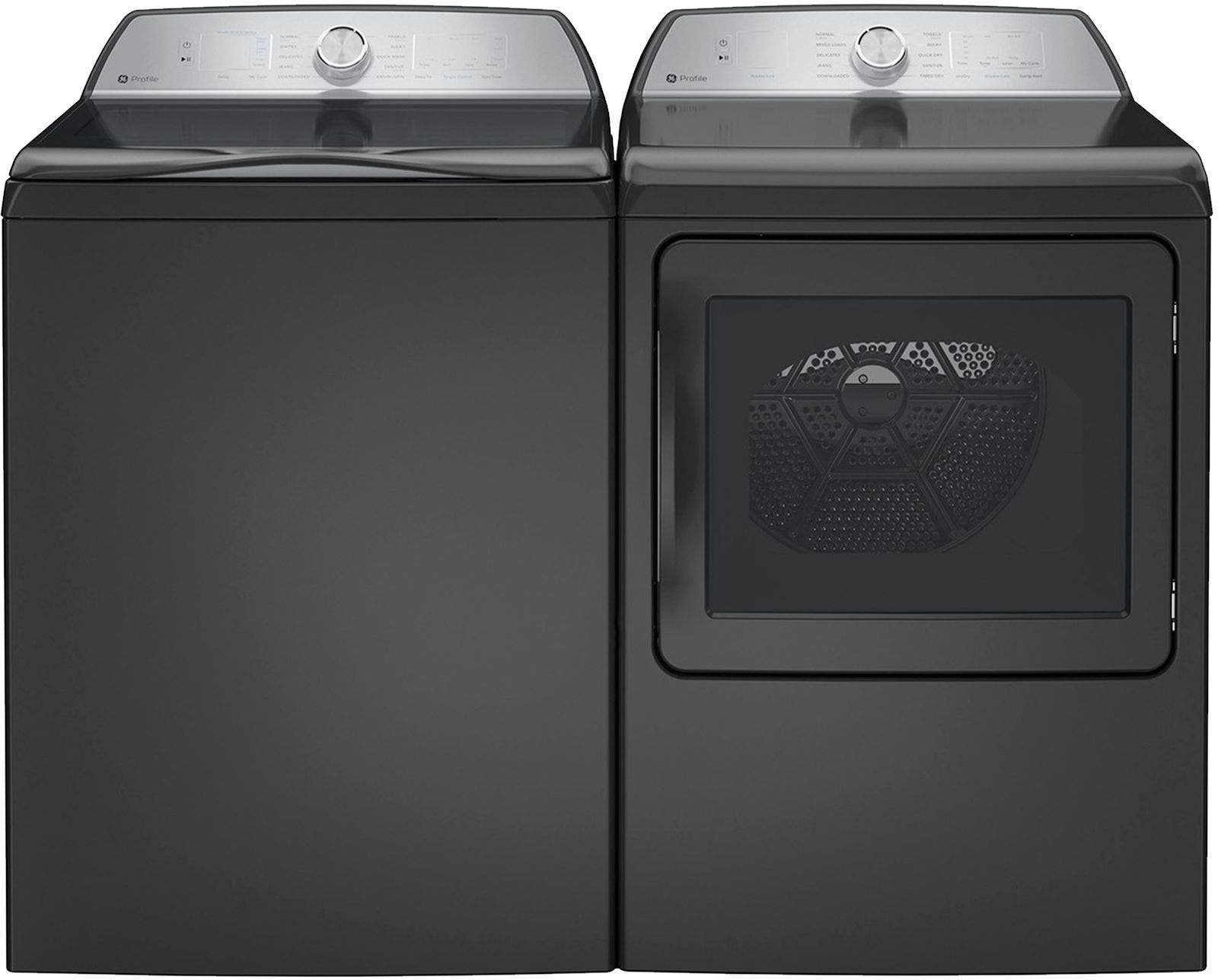 Side by Side Top Load Washer and Electric Dryer Pair in Diamond Gray
