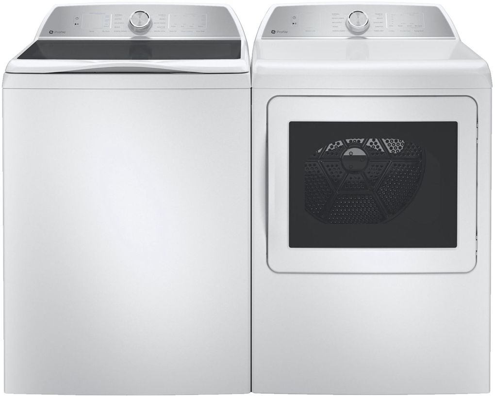 Side by Side Top Load Washer and Gas Dryer Pair in White