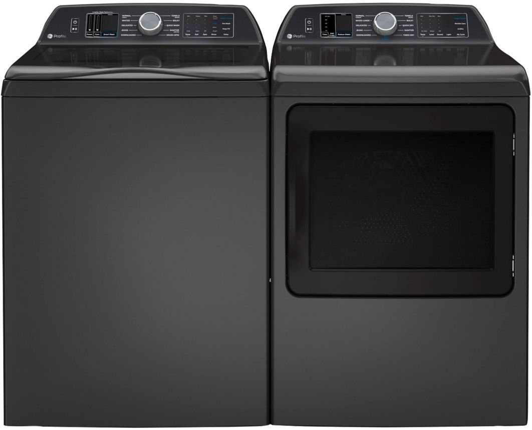 Side by Side Top Load Washer and Electric Dryer Pair in Diamond Gray