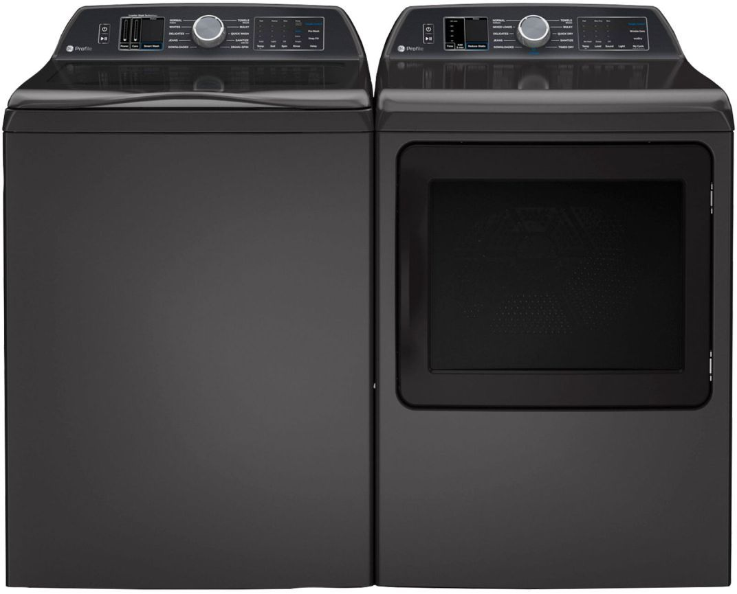 Side by Side Top Load Washer and Electric Dryer Pair in Diamond Gray