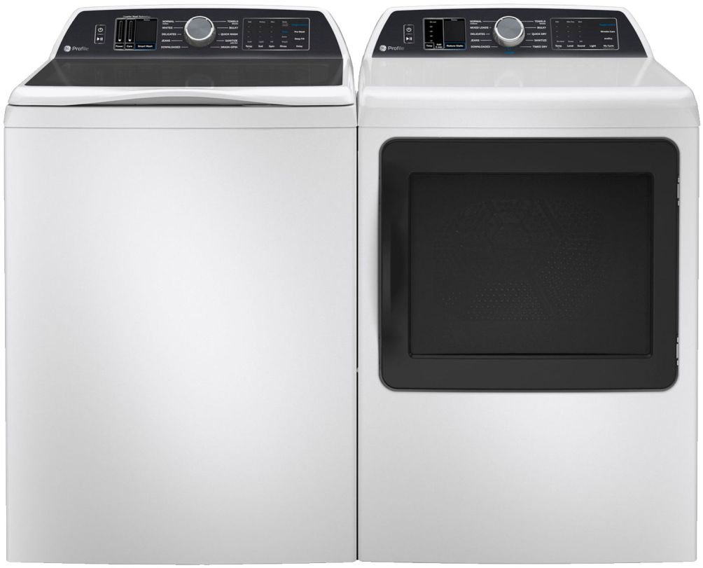 Side by Side Top Load Washer and Gas Dryer Pair in White