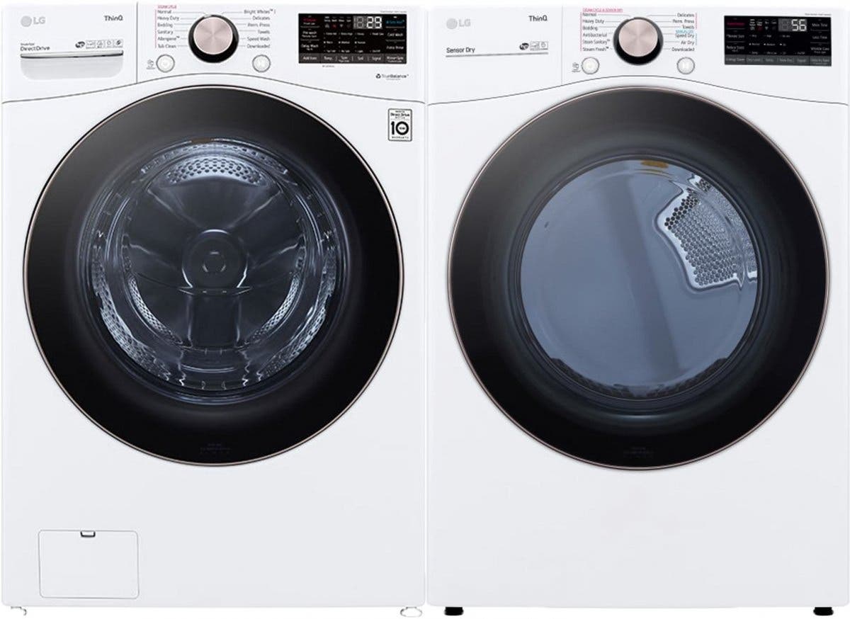 Side by Side Front Load Washer and Gas Dryer Pair in White