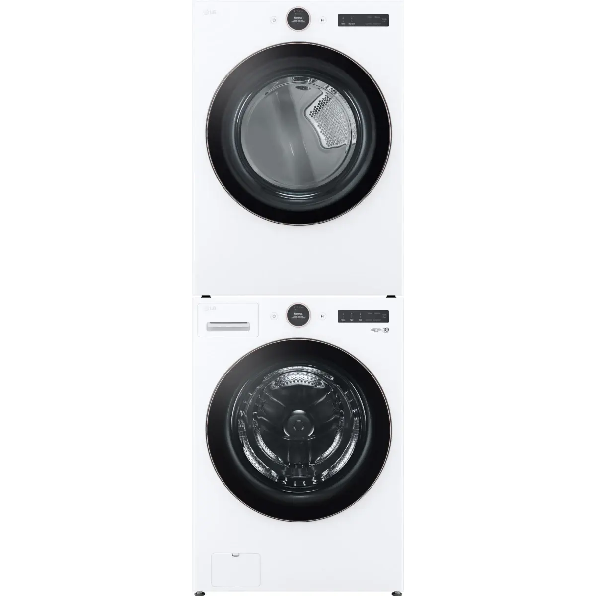 Stacked Front Load Washer and Gas Dryer Pair in White