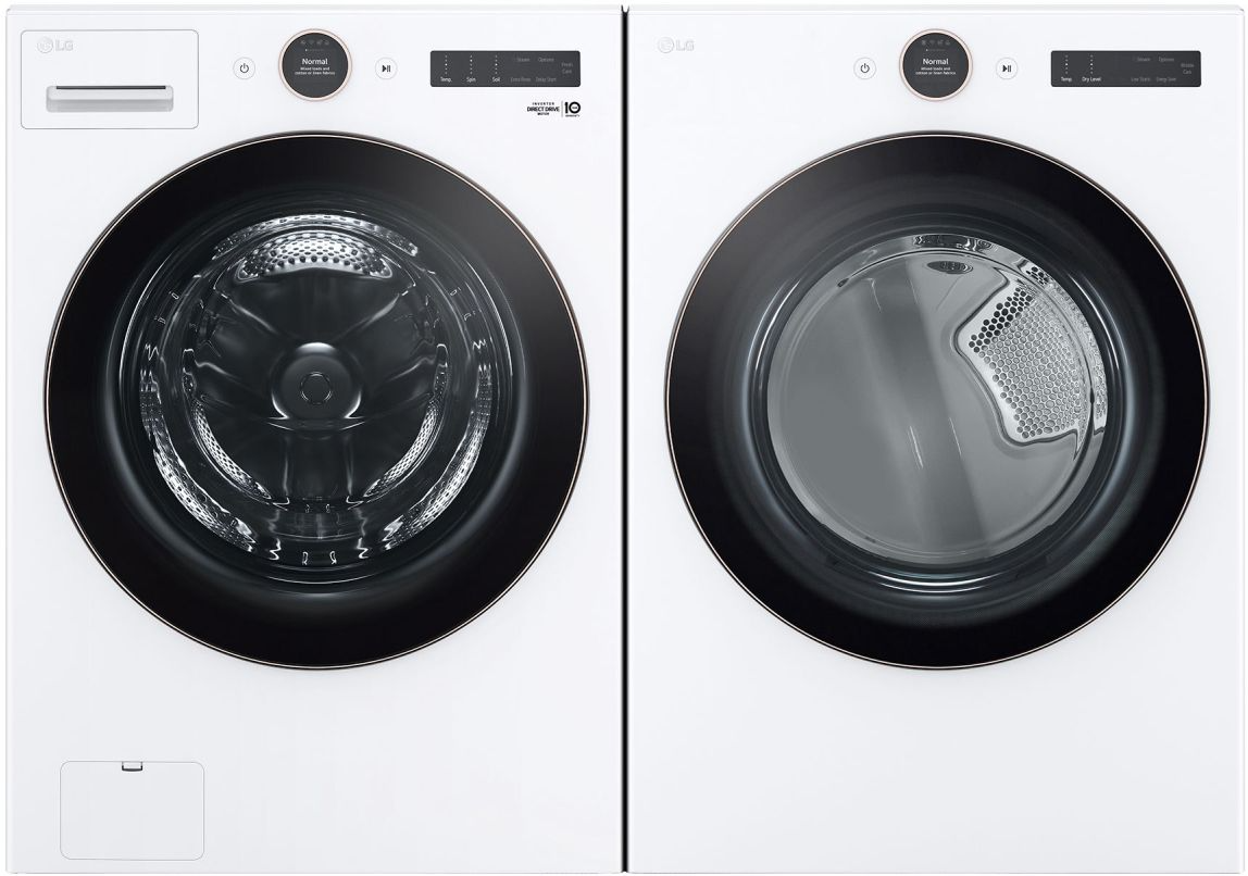 Side by Side Front Load Washer and Gas Dryer Pair in White