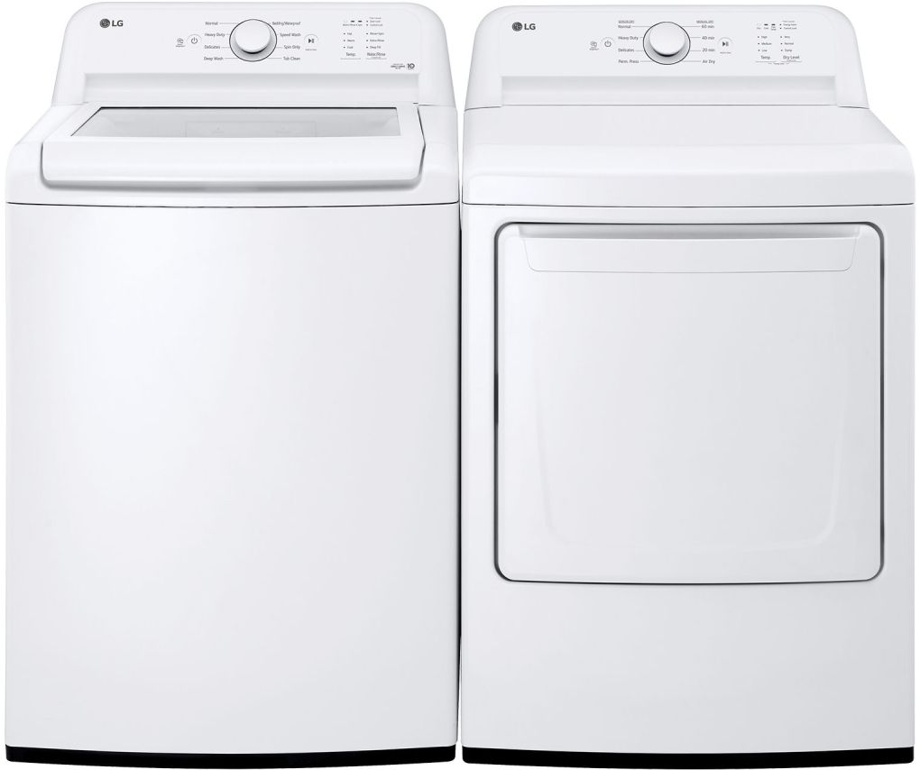Side by Side Top Load Washer and Gas Dryer Pair in White