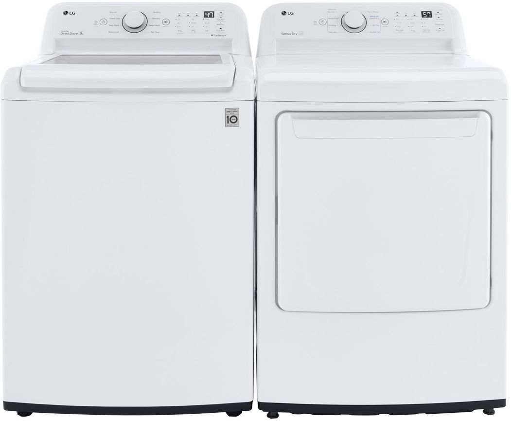 Side by Side Top Load Washer and Gas Dryer Pair in White