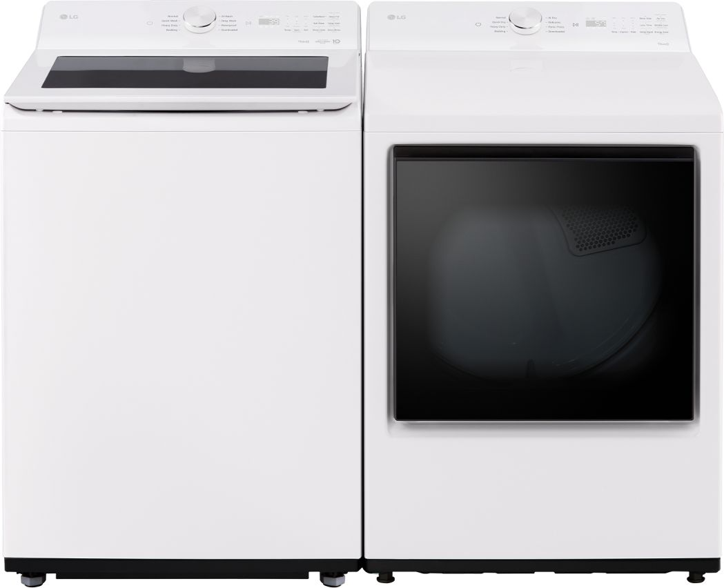 Side by Side Top Load Washer and Electric Dryer Pair in Alpine White