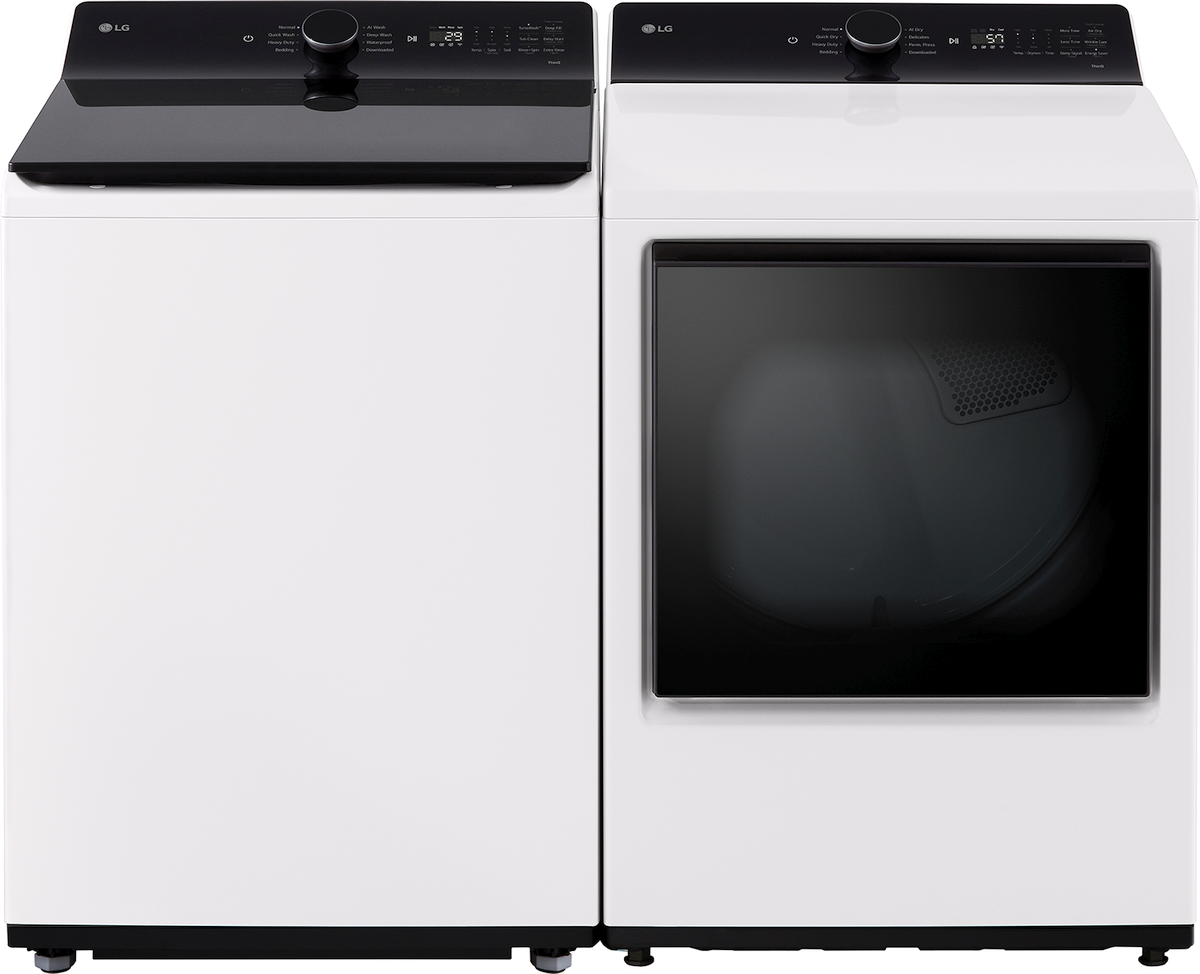 Side by Side Top Load Washer and Gas Dryer Pair in Alpine White