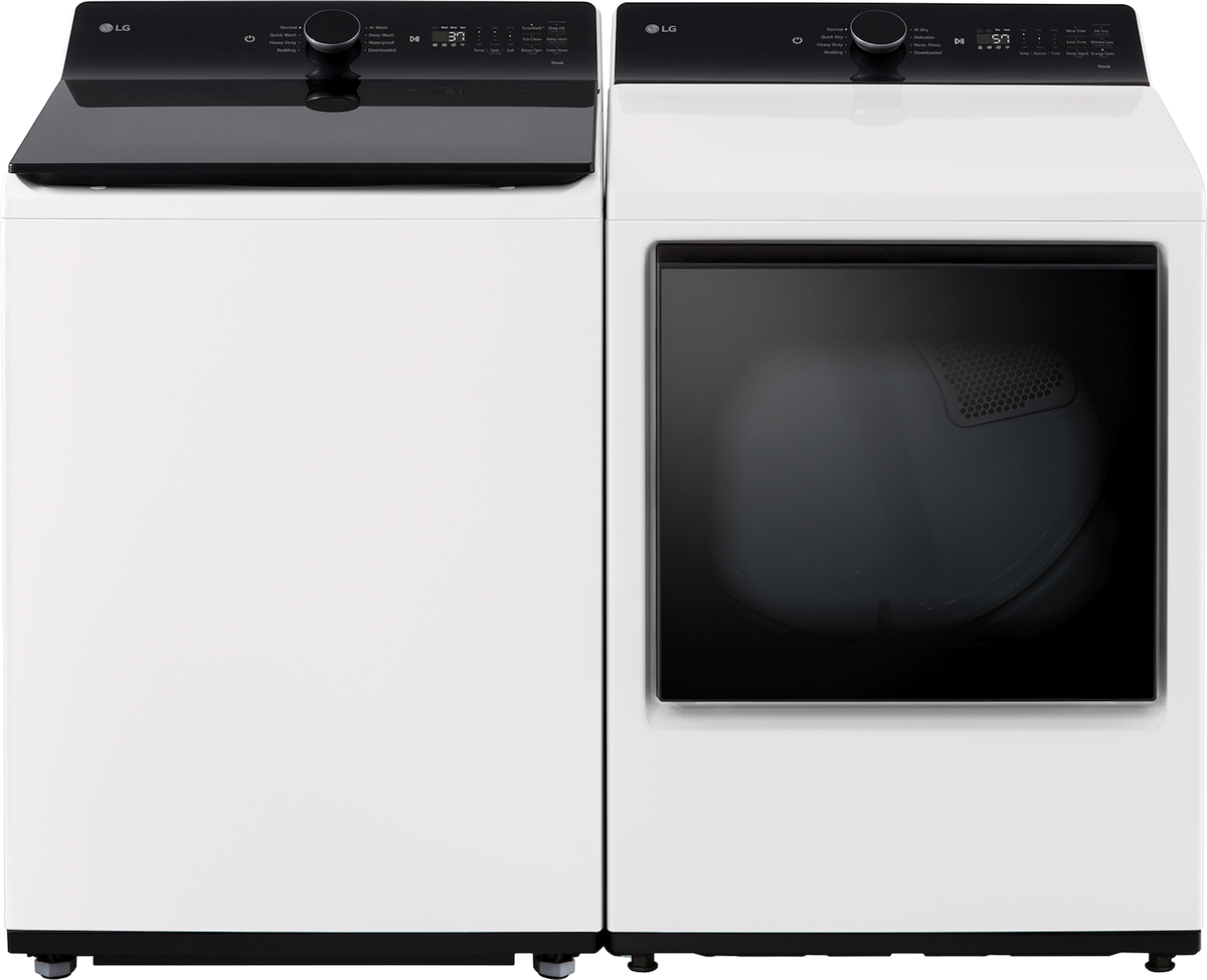 Side by Side Top Load Washer and Gas Dryer Pair in Alpine White