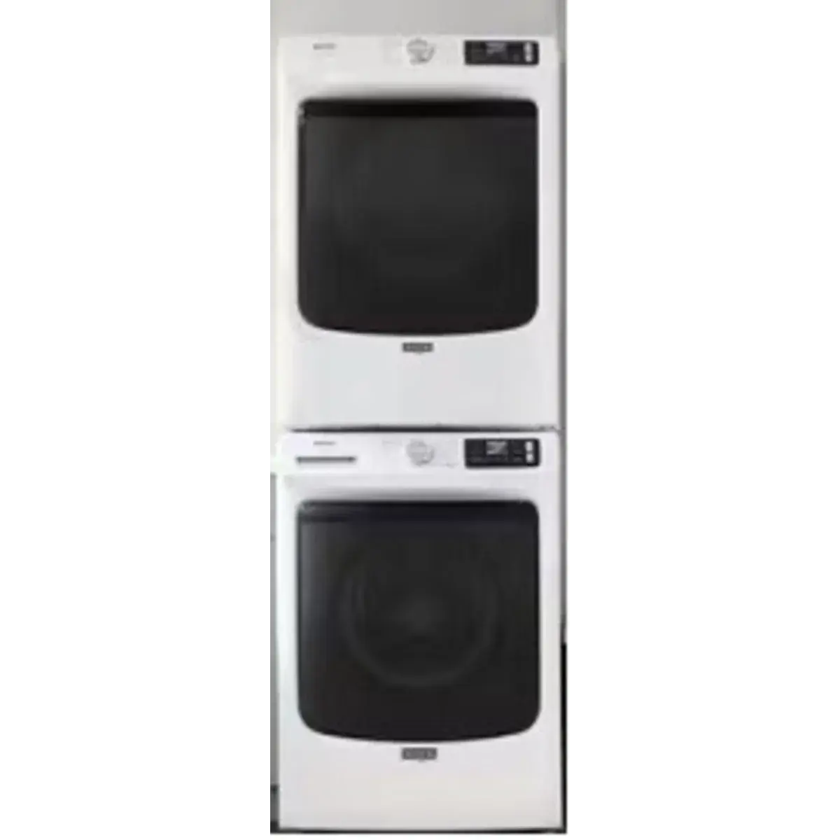 Stacked Front Load Washer and Gas Dryer Pair in White