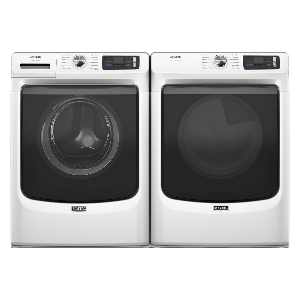 Side by Side Front Load Washer and Gas Dryer Pair in White