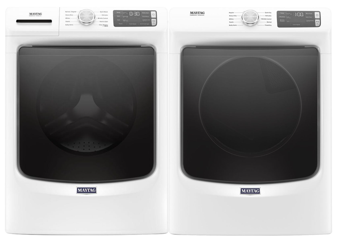 Side by Side Front Load Washer and Gas Dryer Pair in White