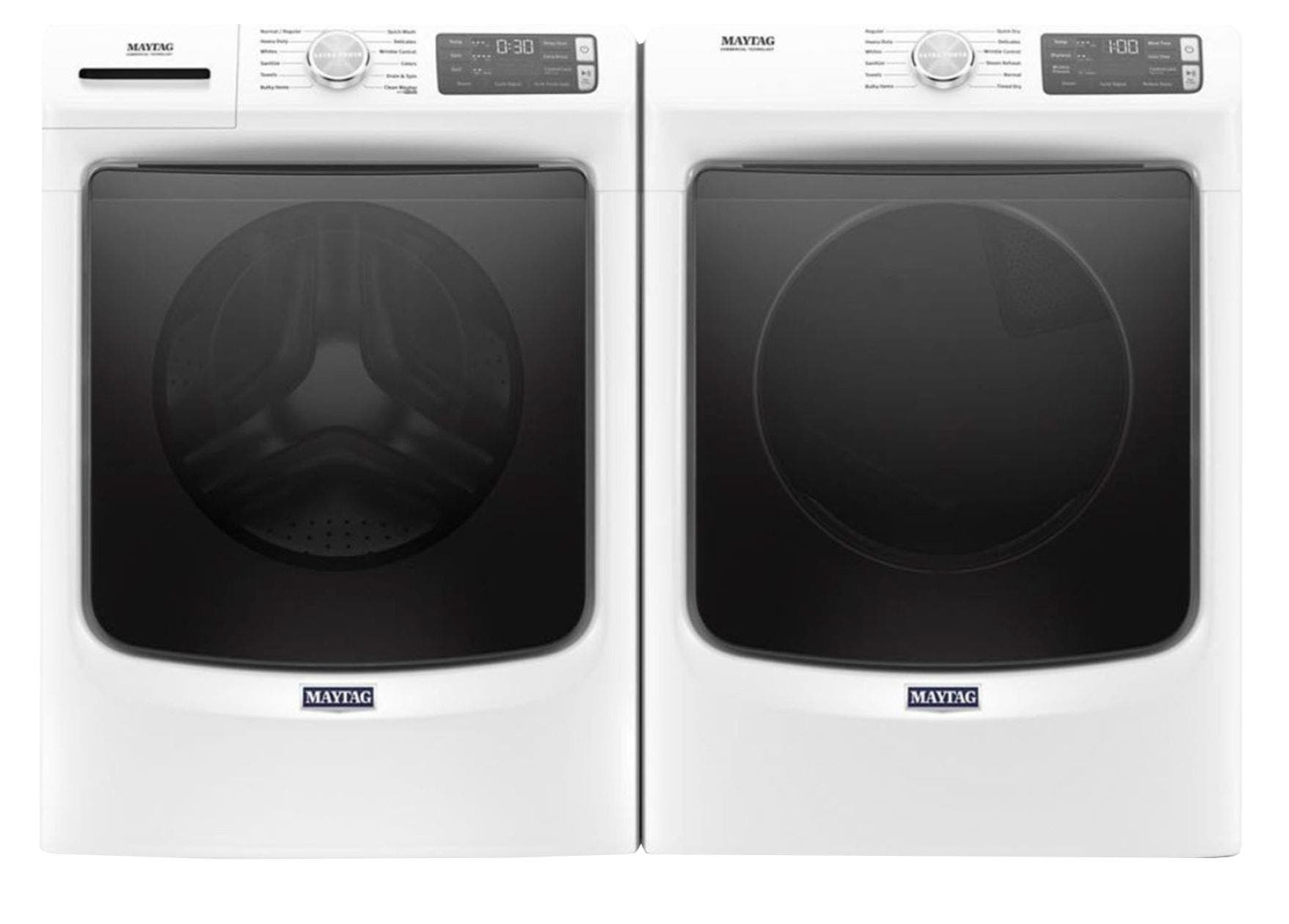 Side by Side Front Load Washer and Gas Dryer Pair in White