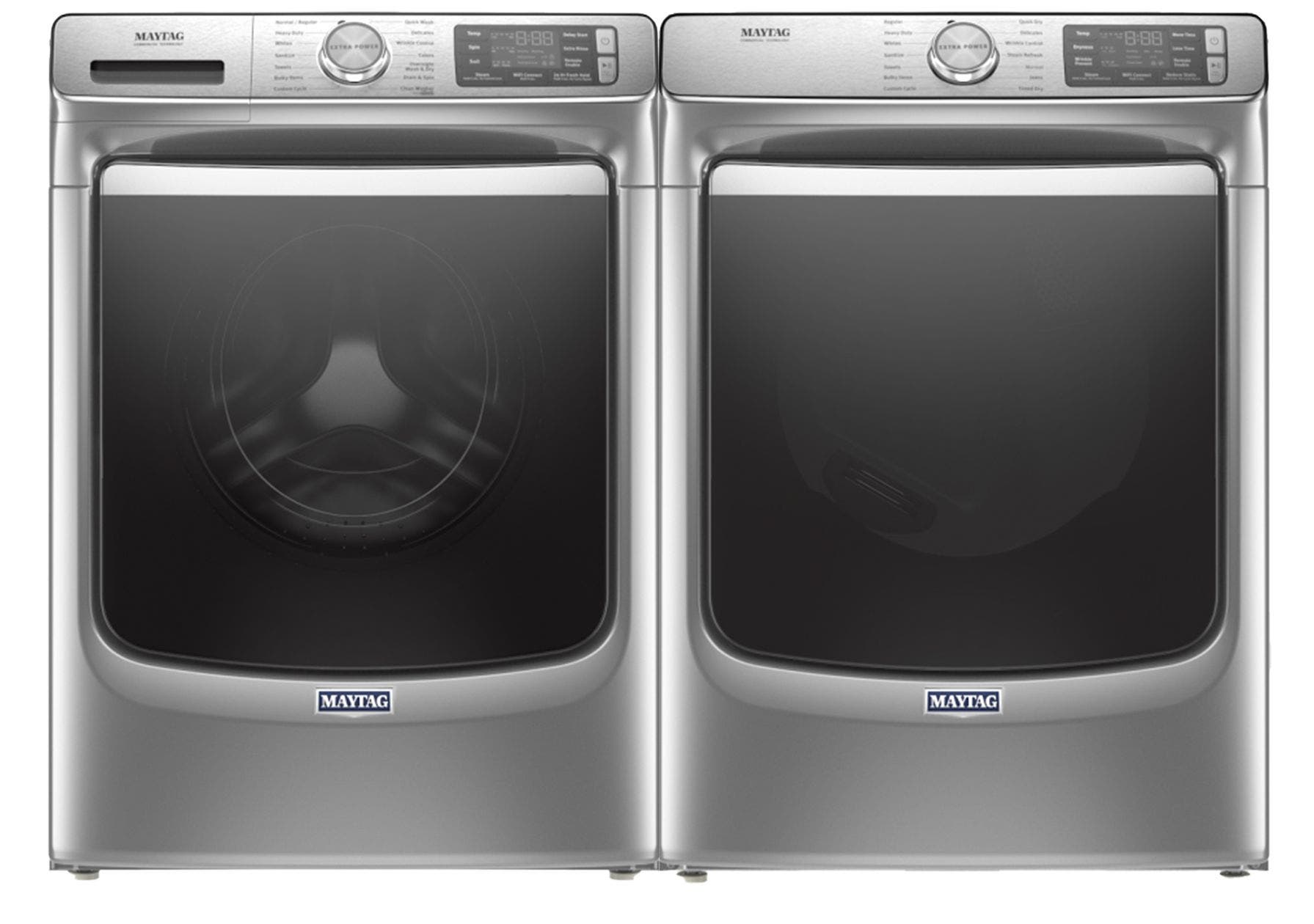 Side by Side Front Load Washer and Gas Dryer Pair in Metallic Slate