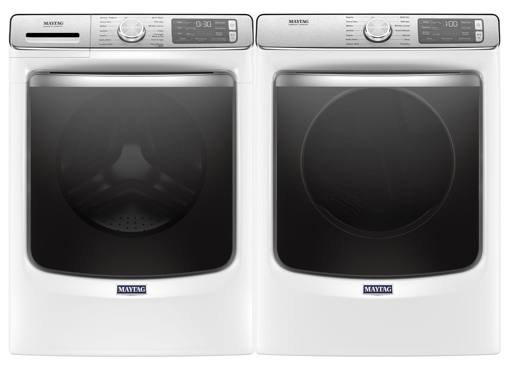 Side by Side Front Load Washer and Electric Dryer Pair in White