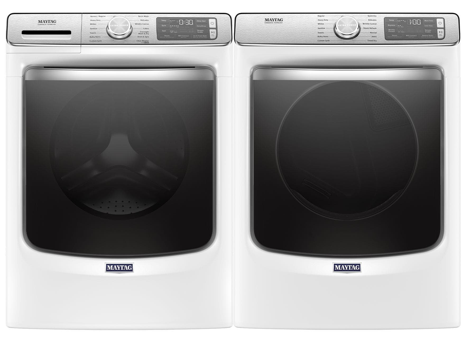 Side by Side Front Load Washer and Gas Dryer Pair in White