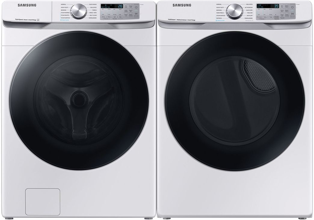 Side by Side Front Load Washer and Gas Dryer Pair in White