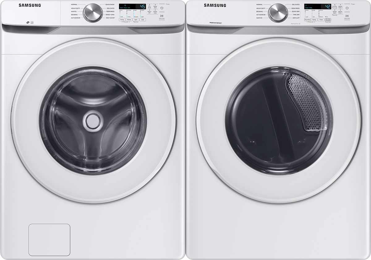 Side by Side Front Load Washer and Gas Dryer Pair in White