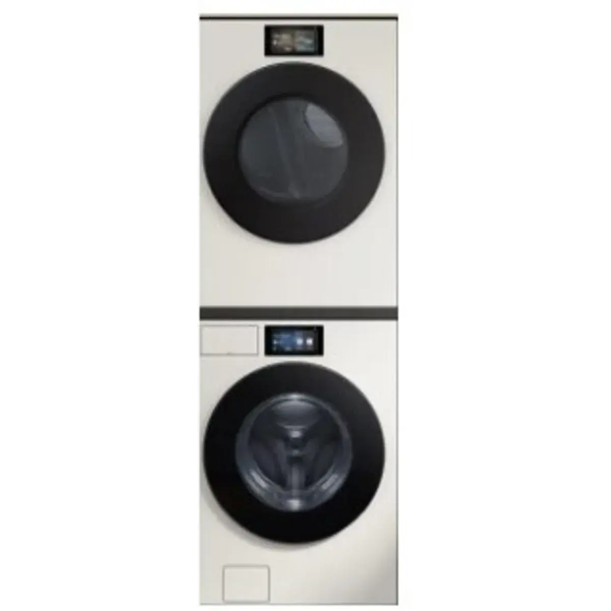Stacked Front Load Washer and Electric Dryer Pair in Ivory