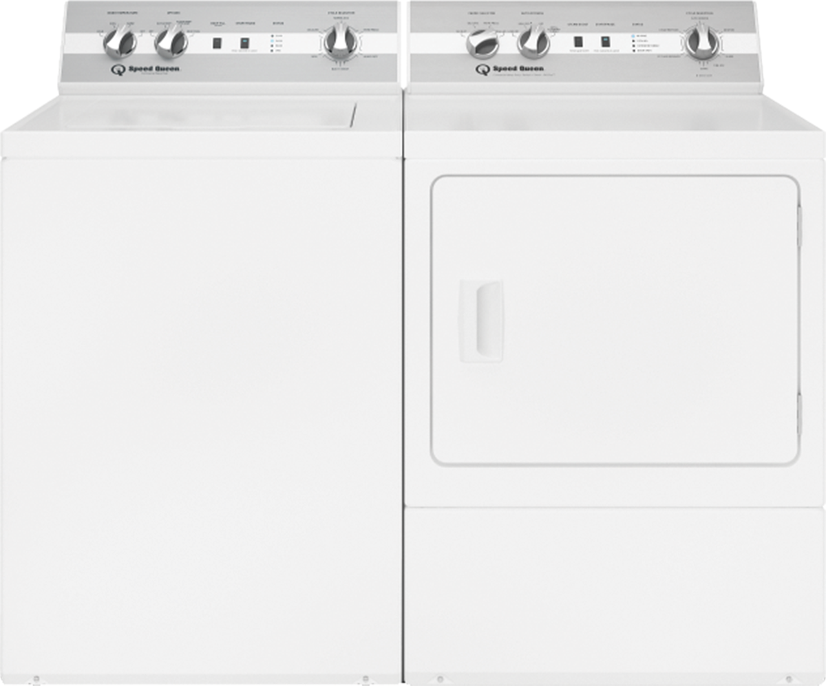 Side by Side Top Load Washer and Gas Dryer Pair in White