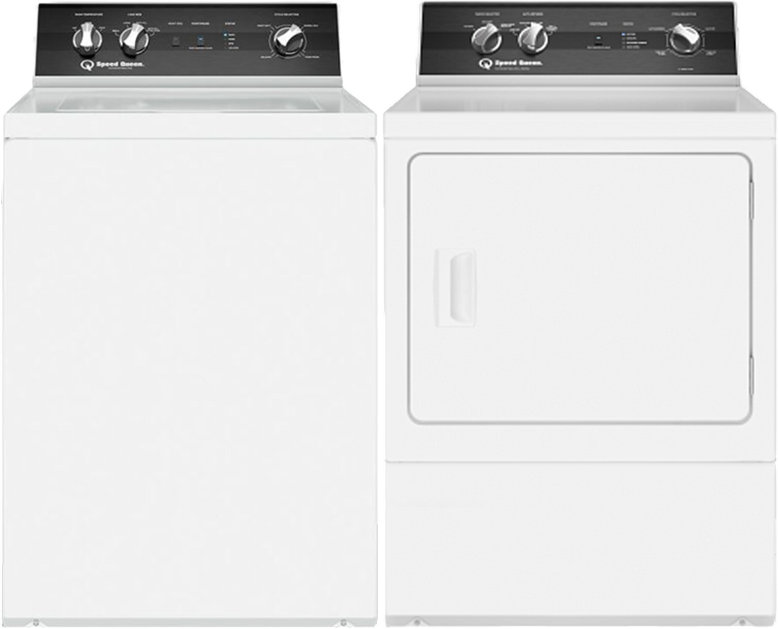 Side by Side Top Load Washer and Electric Dryer Pair in White